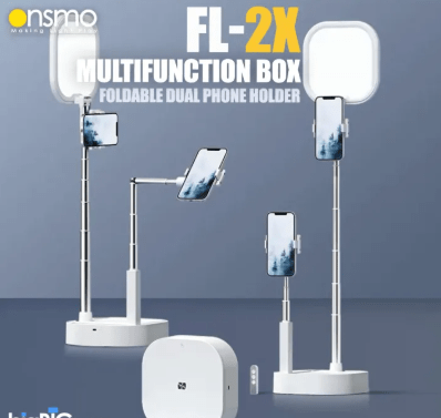 Onsmo FL - 2X Dual Phone Foldable Tripod Box – Flat Lay Mobile Holder with LED Light & Wireless Remote - Saif Al Najmi KwLED LightOnsmoSaif Al Najmi KwOnsmo FL - 2X Dual Phone Foldable Tripod Box – Flat Lay Mobile Holder with LED Light & Wireless Remote